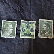 WW2 Rare German Mint  Overprinted Eagle & Swastica Occ + 2 Hitler Head Stamps