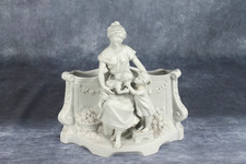 Vintage Bisque Porcelain Parian Art Nouveau Mother & Children Jadiniere Planter