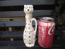 Vtg Mid Century Weetman Pottery Glamorous Dotty Pussy Cat Vinegar Bottle - Rare