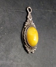 Small Silver And Yolk Amber ? Pendant