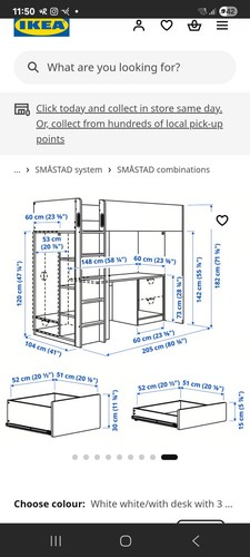 Ikea loft bed with desk - bed,