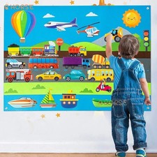 35pcs Vehicle Felt Story Board Set Transportation Interactive Game Preschool Edu