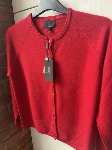 Red button cardigan round - red,