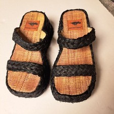 Rocket Dog Chunky Platform ESPADRILLES WOMENS SIZE 6 Black 90s Y2K party beach 