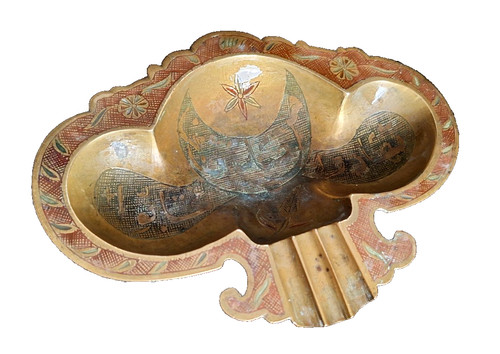 Vintage brass ashtray - h.h,