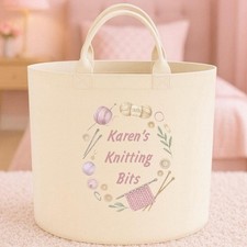 Personalised knitting bits basket storage box gifts storage Felt Trug Storage B