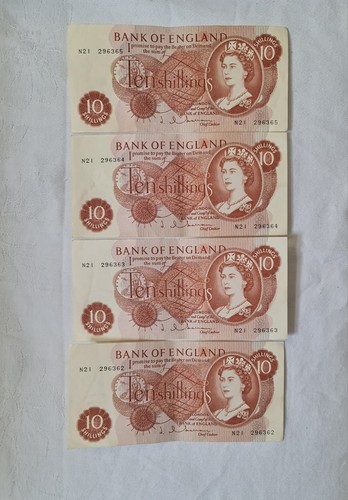 Ten shilling notes - ten, hollom