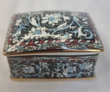 William Morris Fine Bone China Rectangle Trinket Box Black Floral Art Nouveau