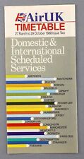 AIR UK AIRLINE TIMETABLE SUMMER 1988 ISSUE TWO
