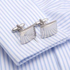 Retro Vintage Pattern Rectangle Cufflinks Silver Mens Cuff Link Wedding Business