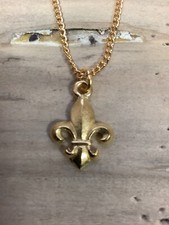 Heraldic Fleur De Lis Pendant - Gold Plated On A Chain - Medieval Jewellery