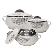 (Set of 3) White Casserole Dish with Lid Set BPA-Free Plastic & Stainless Steel