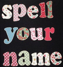 4 individual fabric alphabet letters for sewing onto bunting, patchwork, etc