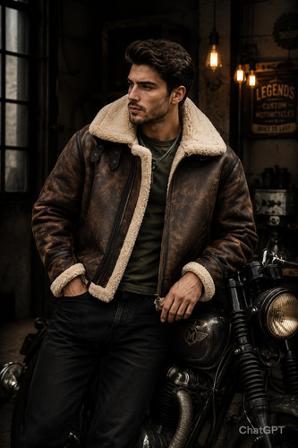 Men shearling leather - men's, b3