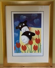 Mackenzie Thorpe SHEEP IN LOVE Gold Original Frame Mounted Print Limited Edition