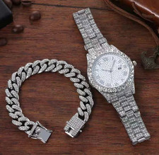 2pc Iced Out Watch and