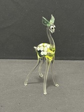 Small Glass Deer with Green