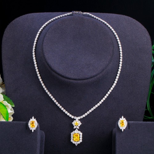 Silver plated yellow baguette - silver,