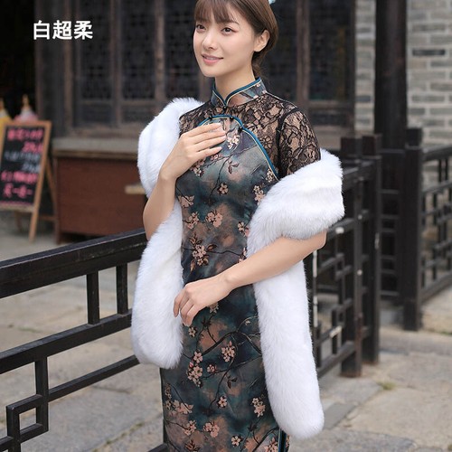 Faux fox fur womens scarf - faux,