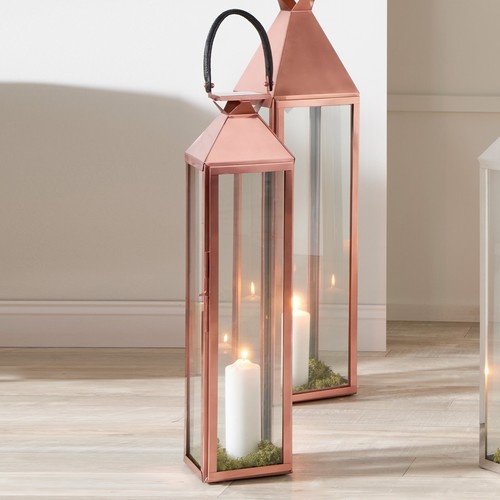 Copper and glass lantern - glass,