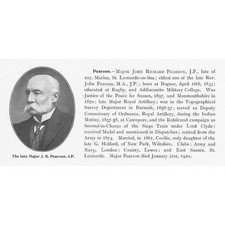 Major John Richard Pearson JP of St Leonards on Sea - Antique Print 1910