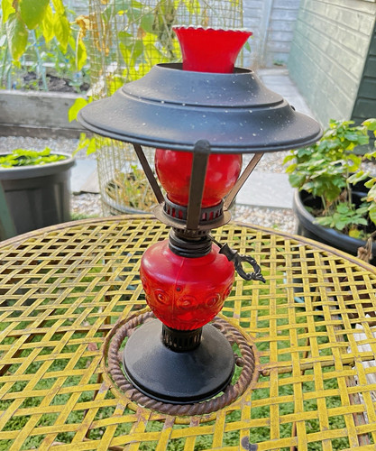 Red glass black metal - glass, &