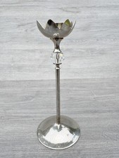 VINTAGE SILVER PLATED CANDLE HOLDER CRYSTAL STEM FLOWER PETAL