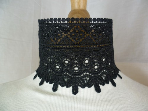 Black lace choker gothic - black,