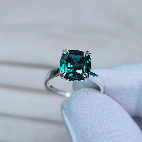 Teal sapphire ring cushion - teal, cut