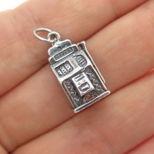 Old Pawn Sterling Silver Vintage Slot Machine Casino Minimalist Charm Pendant