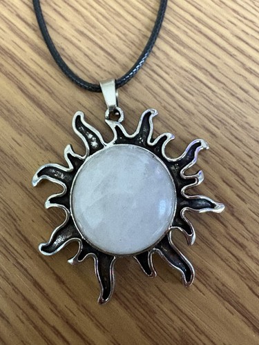 Sun pendant necklace white - necklace,