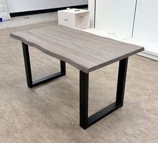 Furniture Village Compact 'Terra' Dining Table Grey Oak Raw Edge U-Shaped NEW