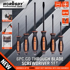 6PC Magnetic Screwdriver Set with HEX Impact Bolster Handle Heavy Duty Wall Rack