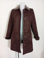 GABRIELLA VICENZA Coat UK 10/12 Button Faux Fur Collar Brown - Z887