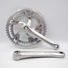 Vintage, 1980s SR Sakae CR Turbine Square Taper Double Chainset, Crankset 50/40T