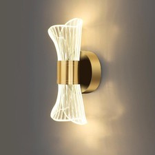 Chrasy Modern LED Wall Lamp, Golden Color Hourglass Shaped Acrylic Wall Sconce,