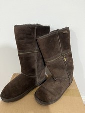 Brown convertible leather and sheepskin Boots -size 6 - Zippyboot