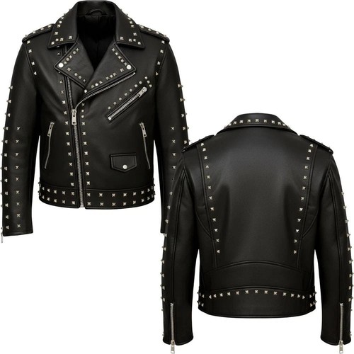 Mens black studded leather - mens,