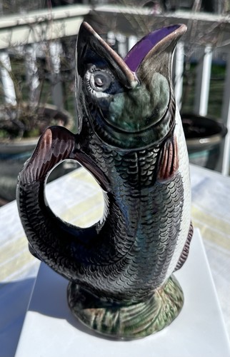 Antique majolica pottery fish - antique,