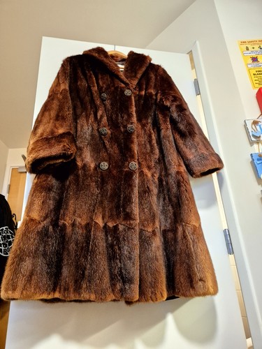 Real musquash fur coat full - fur,