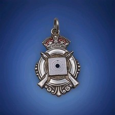 Vintage White Metal & Enamel Shooting Rifle Medal Fob