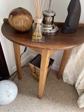 Table Semi Circular Cricket Legs Light Wood Three Legs Vintage - COLLECTION ONLY