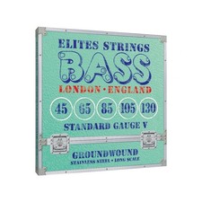 Elites Groundwound Stainless Steel 45-130 5-String Bass Guitar Strings, Long