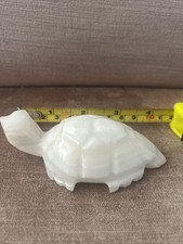 Vintage Mini White Onyx Marble Turtle Figurine