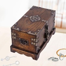 Small Wooden Lock Box Pirate Treasure Chest Multipurpose Decoration Retro Retro