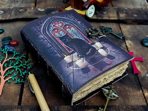 Leather journal spell wizard - journal,