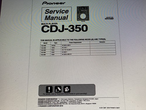 Pioneer cdj 350 service - pioneer,