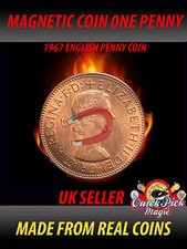 STRONG MAGNETIC 1967 ENGLISH ONE PENNY MAGNETIC COIN MAGIC VINTAGE 1P COIN MAGIC