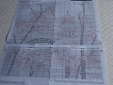 Counted cross stitch CHART - Japanese Pagoda Horizon - MAIA
