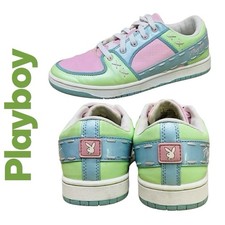 Playboy Rare Vintage 90s Sneakers Green Pink Blue Candy Stitches/Detail Logo 8.5